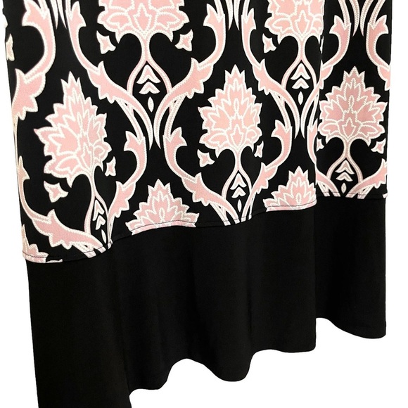 {Ronni Nicole} Damask Patterned Mini Shift Dress in Pink & Black - Picture 4 of 7